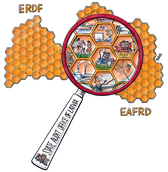 State audit office of Latvia, ERDF, EAFRD, cartoon