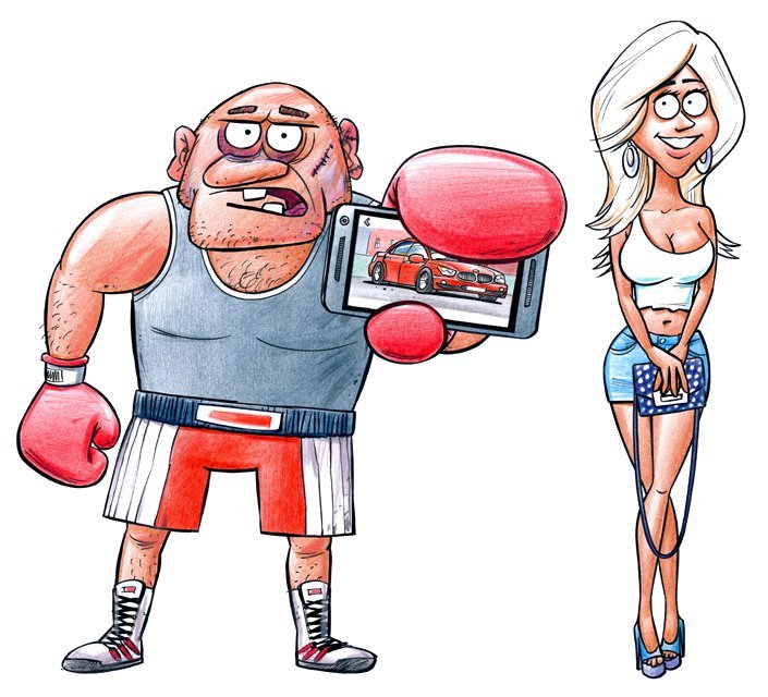 Gatis Sluka blonde girl cartoon, boxer